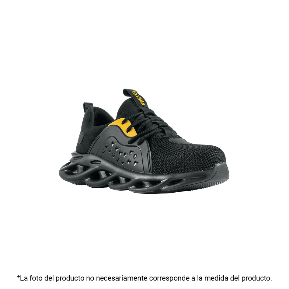 Tenis de seguridad #28, casquillo metálico, negros, PRETUL, 29909