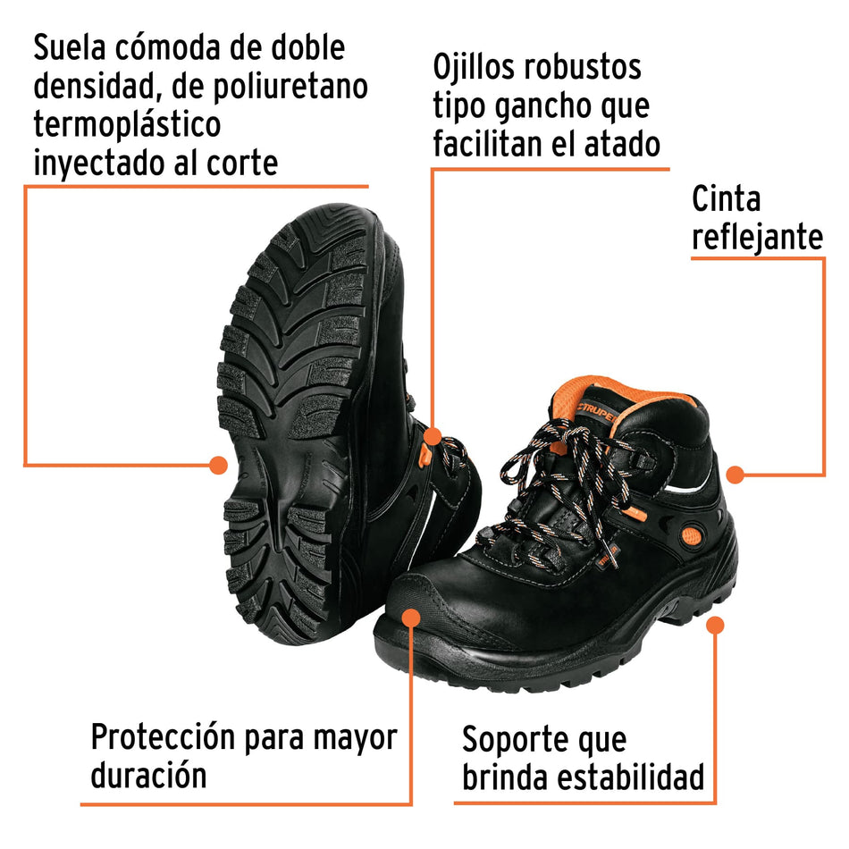 Bota de seguridad café, #27 dieléctrica antifatiga, Truper, 15473
