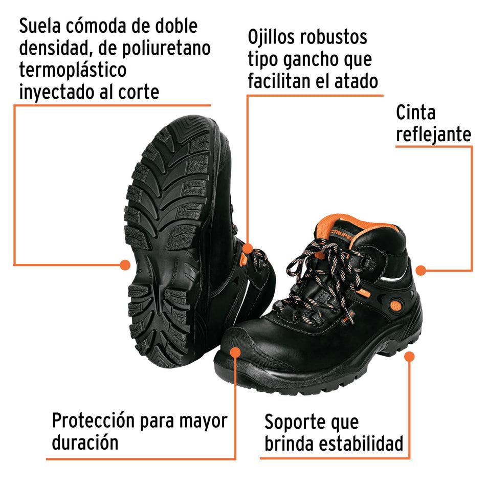 Bota de seguridad café, #28 dieléctrica antifatiga, Truper, 15474