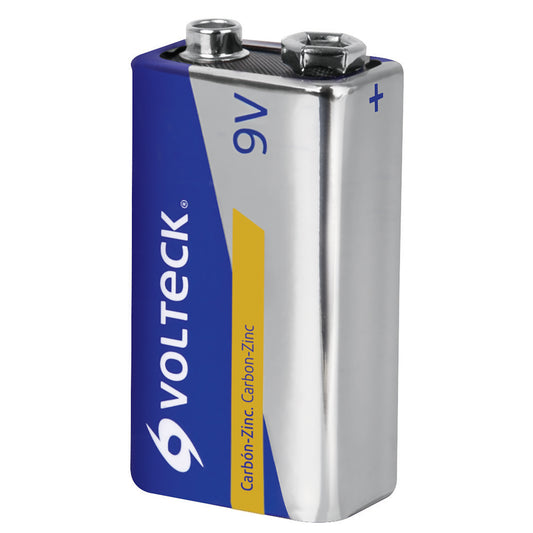 Blíster con 1 pila zinc-carbón 9 V, VOLTECK Caja con 6, 46312
